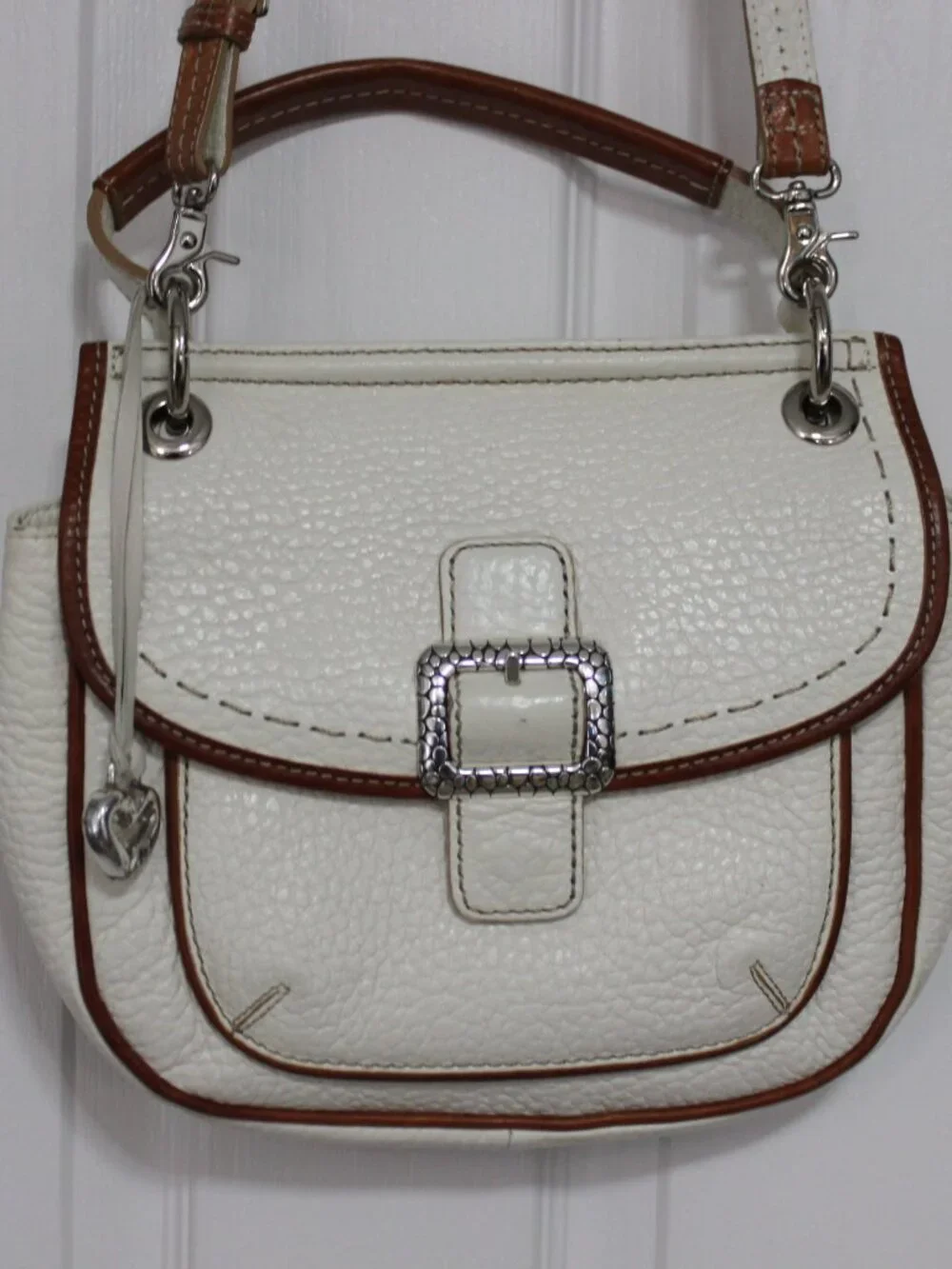Brighton Ivory & Cognac Heritage Satchel Bag E856589 - Embossed Leather ✨